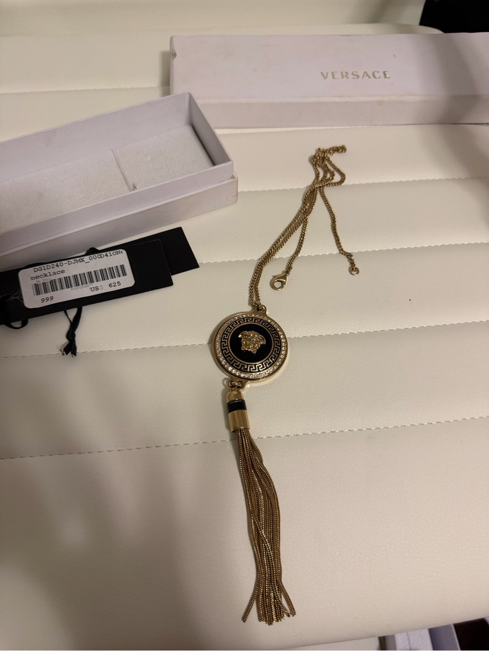 Versace Gold and Black Medusa Tassel Necklace - Picture 4 of 14